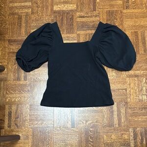 Elegant Black Puff Sleeve Top